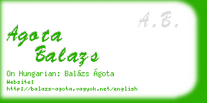 agota balazs business card