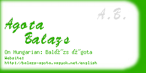 agota balazs business card